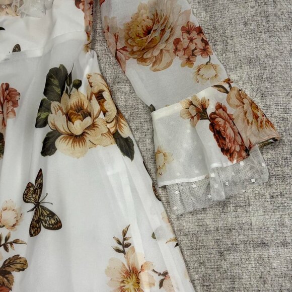 White Floral Ruffle Dress – Majorelle Medium - Picture 3 of 8